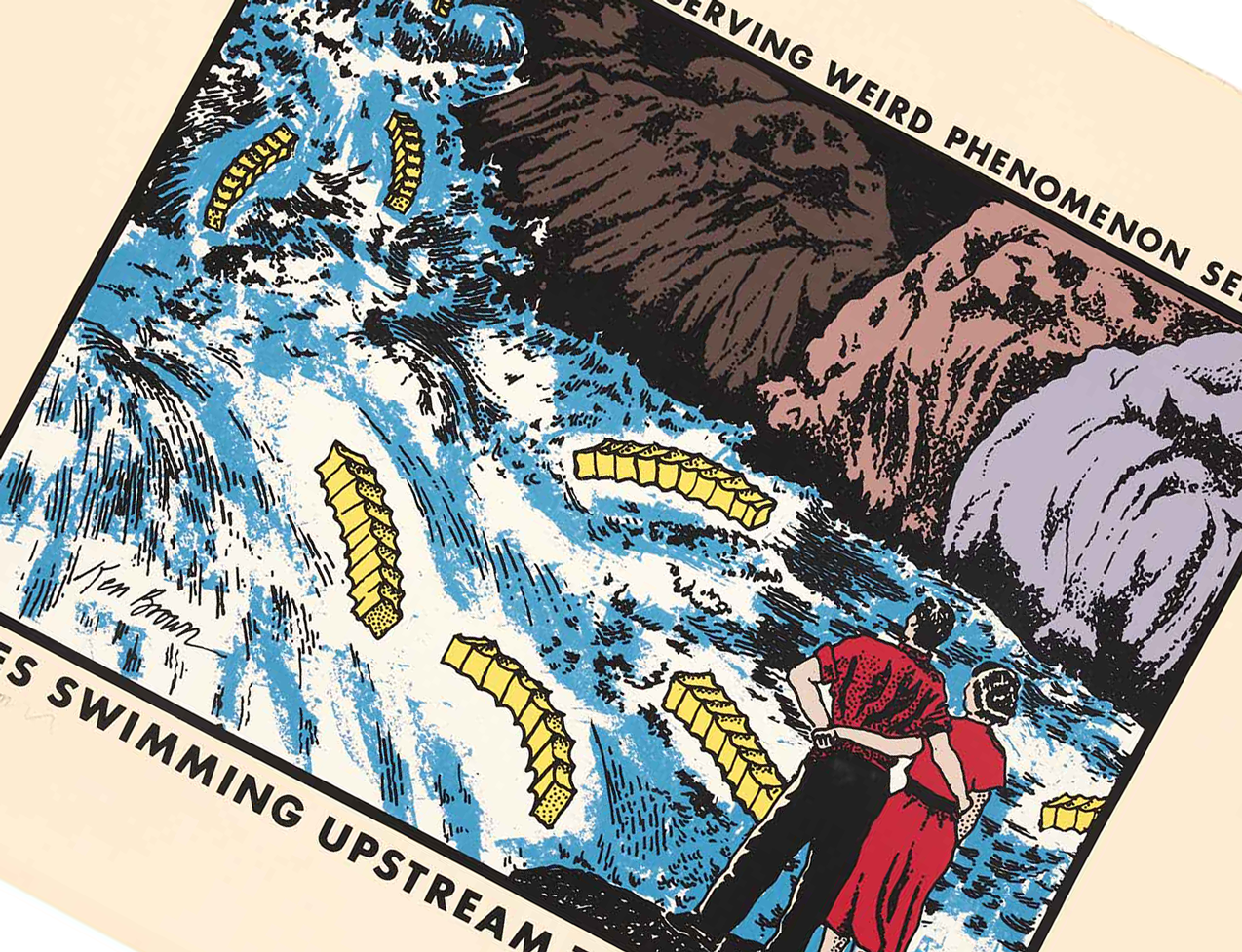 Fries Swimming Upstream To Spawn Silk Screen Print
