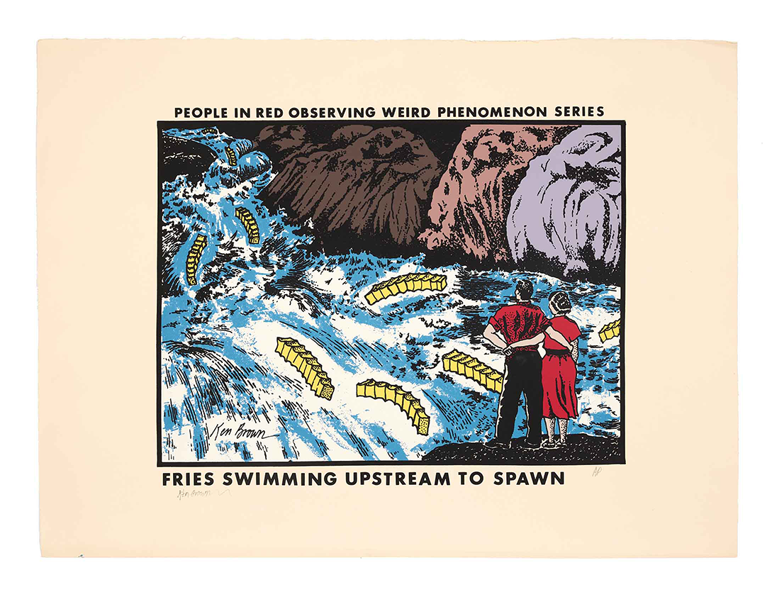 Fries Swimming Upstream To Spawn Silk Screen Print