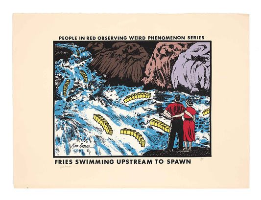 Fries Swimming Upstream To Spawn Silk Screen Print